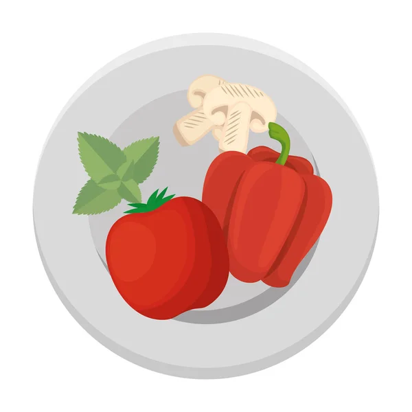 Pomodoro fresco e peper cibo sano — Vettoriale Stock
