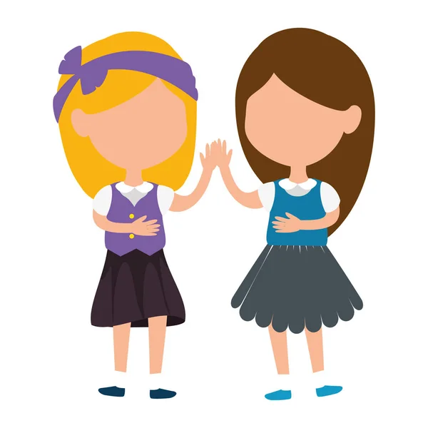 Little girls friends characters — Stock Vector