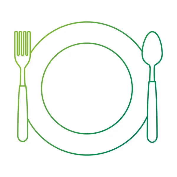 Plato con tenedor y cuchara — Vector de stock