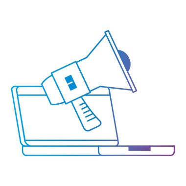 bilgisayar dizüstü megafon ile