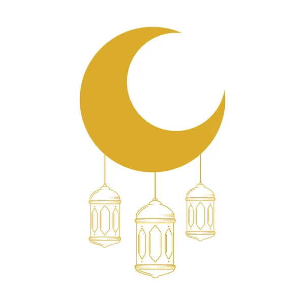 Asılı lambalar ile ramazan kareem ay — Stok Vektör
