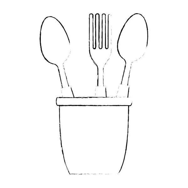 Set d'outils couverts dans une tasse — Image vectorielle