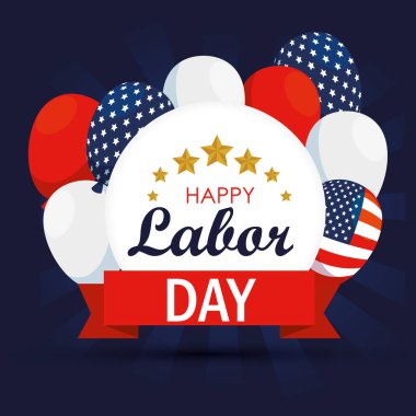 emek gün için abd bayrak balonları ile etiket