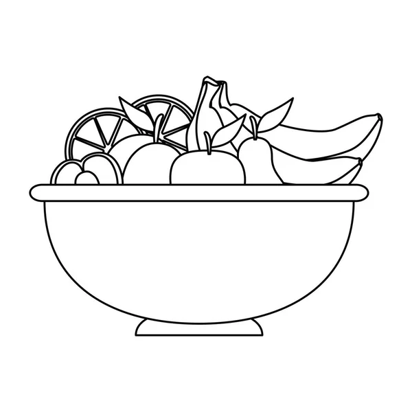 Deliciosas frutas en cuenco comida saludable — Vector de stock