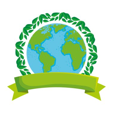 Yapraklarla kaplı dünya gezegeni.