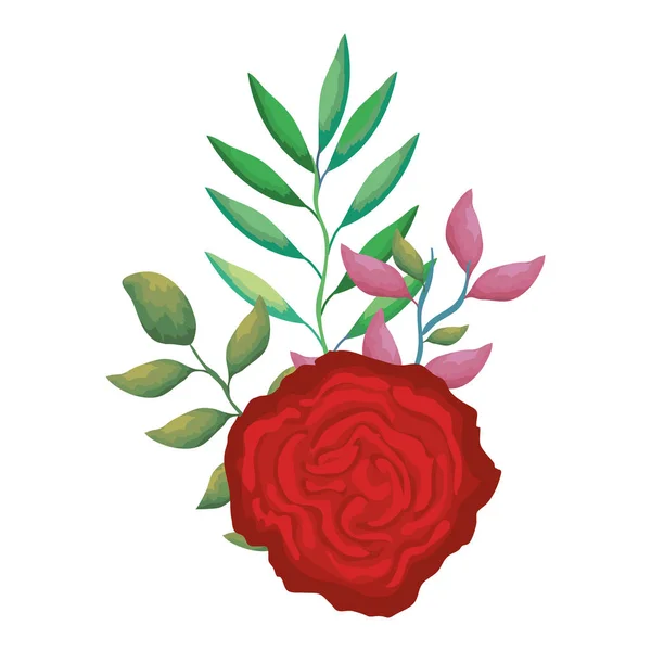 Τριαντάφυλλο και φύλλα διακοσμητικά εικονίδιο — Διανυσματικό Αρχείο
