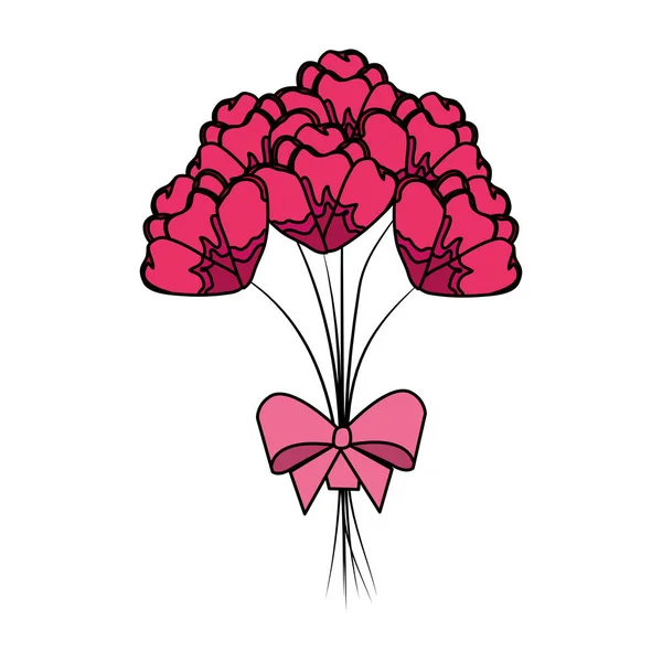 Vackra rosor bukett med bowtie — Stock vektor