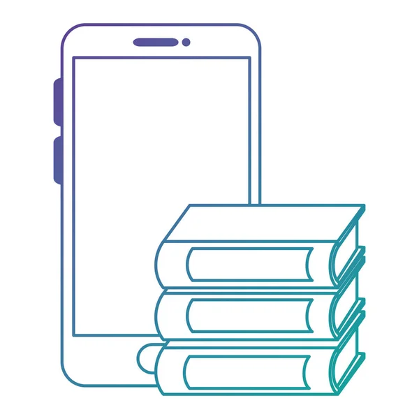 Smartphone met stapel tekstboeken — Stockvector