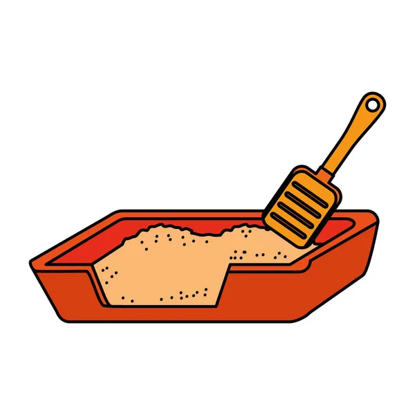 Cat sand box with shovel — Stock Vector