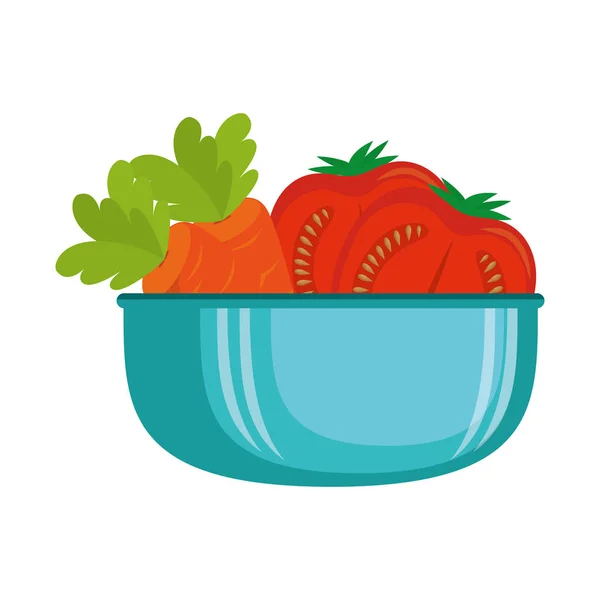 Verduras en tazón de cocina — Vector de stock