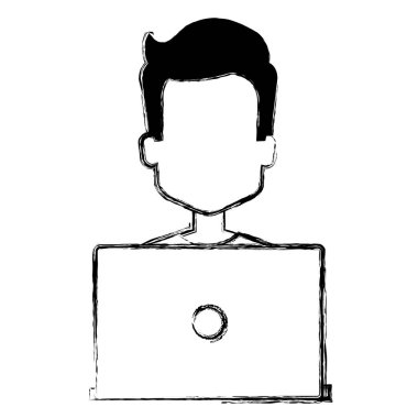 dizüstü avatar karakter ile genç adam