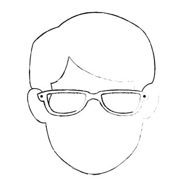 young man avatar head with glasses character