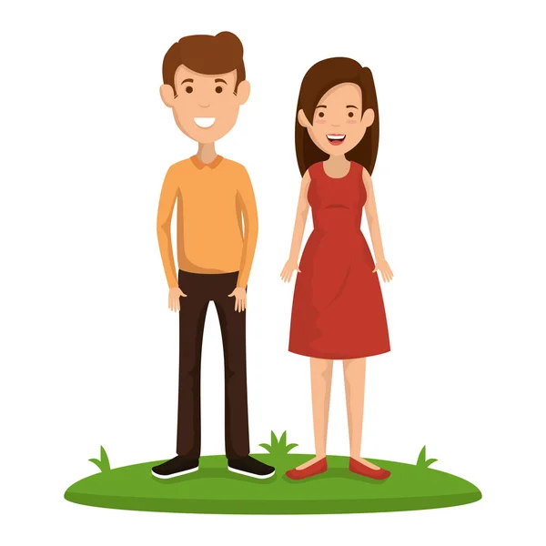 Pasangan muda dalam karakter avatar rumput - Stok Vektor