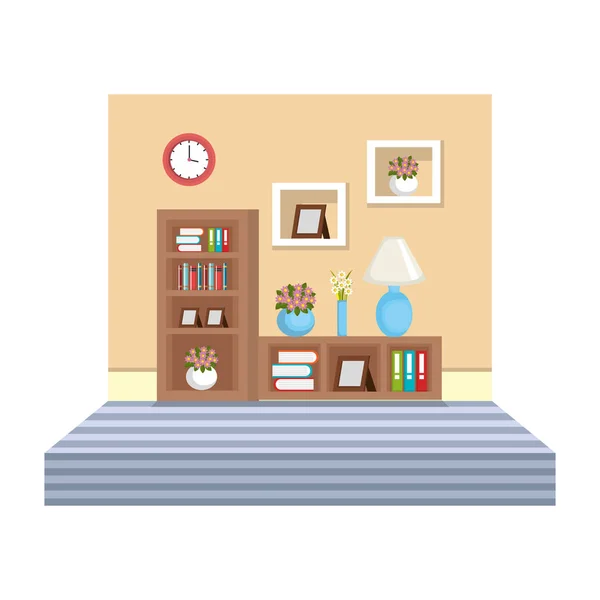 Library room with shelving place — Stock Vector