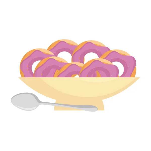 Rosquillas dulces en panadería de plato — Archivo Imágenes Vectoriales