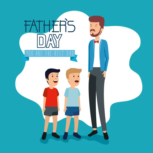 Man with his sons to fathers day celebration — Stock Vector