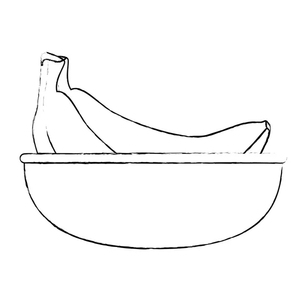 Cluster pisang segar dalam mangkuk - Stok Vektor