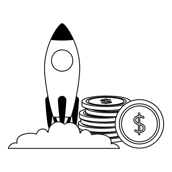 Negocio del dinero del cohete — Vector de stock