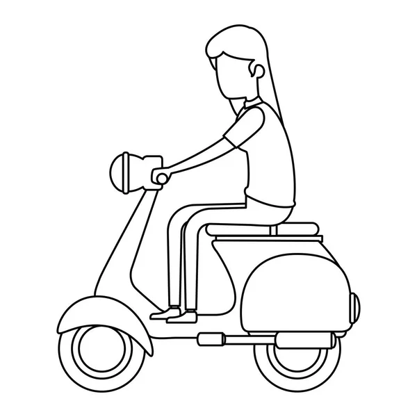 Mujer conducción moto scooter — Archivo Imágenes Vectoriales