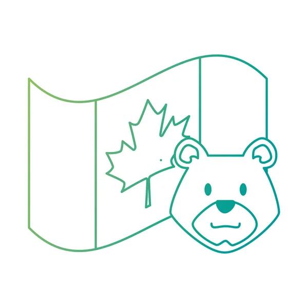 Bandera canadiense con oso pardo — Archivo Imágenes Vectoriales