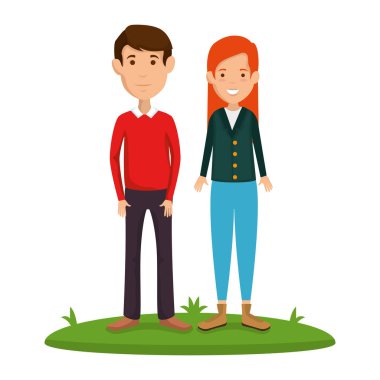 young couple in grass avatars characters