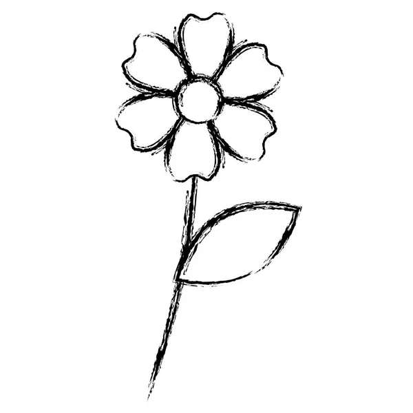 Hermosa flor dibujo monocromo — Vector de stock