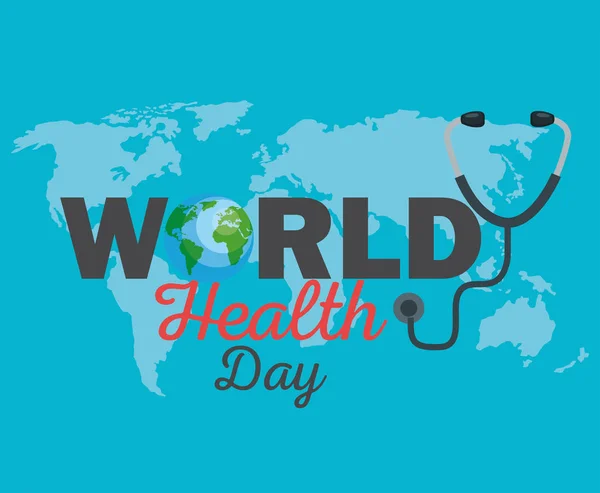 Earth planet och stetoskop till Health Day — Stock vektor