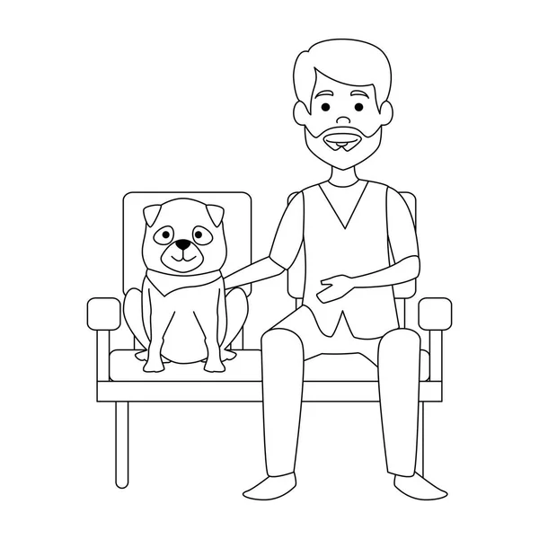 Veterinario médico en silla con carácter avatar perro — Vector de stock