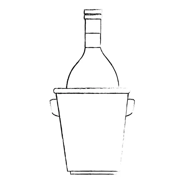 Wine bottle in bucket — Stock Vector