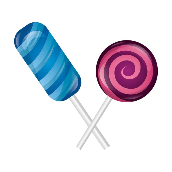 Zoete lollies gekruiste geïsoleerde pictogram — Stockvector