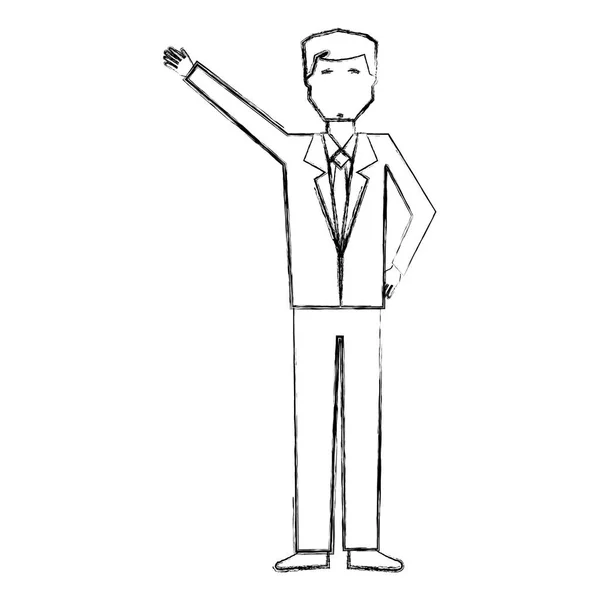 Obchodní muž postava stojící avatar Ruční kresba — Stockový vektor
