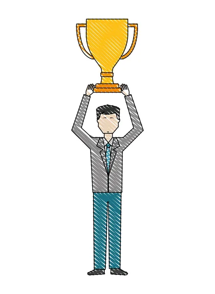 Homme d'affaires titulaire d'un trophée — Image vectorielle