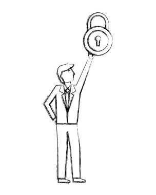 kilit güvenlik koruma iş işadamı tutmak