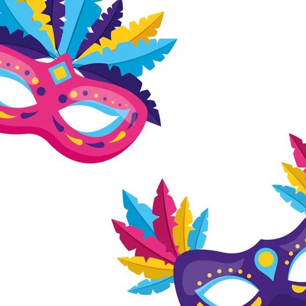 Máscaras con carnaval de plumas — Archivo Imágenes Vectoriales