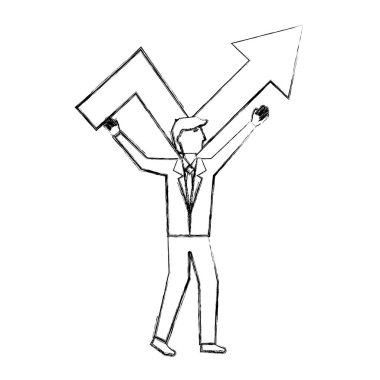 finansal ok büyüme başarı el çizim ile işadamı