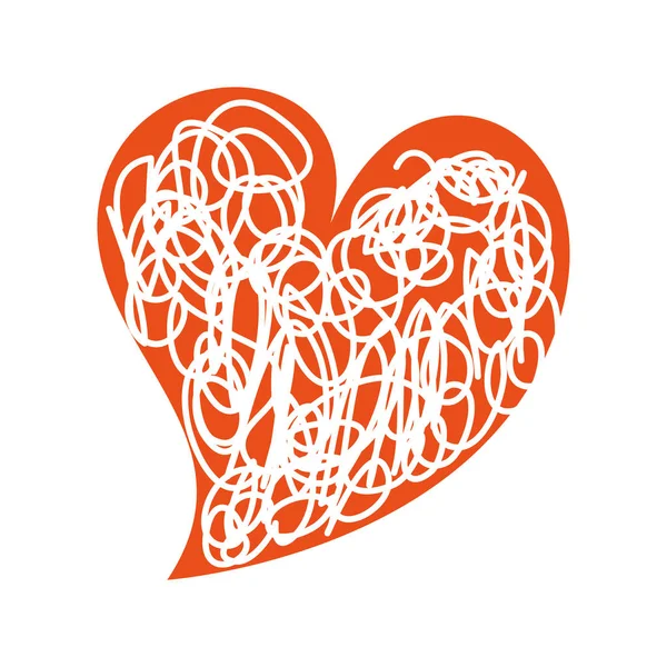 Cuore amore romanticismo passione doodle immagine — Vettoriale Stock