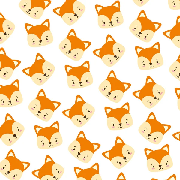 Cute fox face cartoon background — Stock Vector