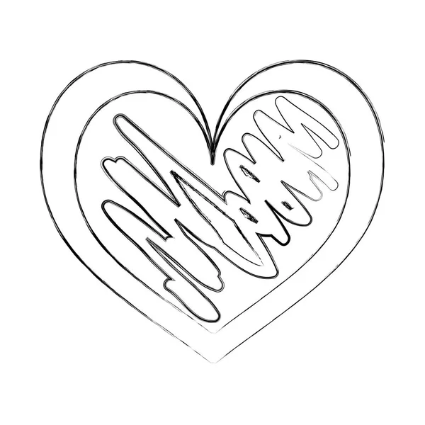 Mano dibujado corazón amor romance pasión — Vector de stock