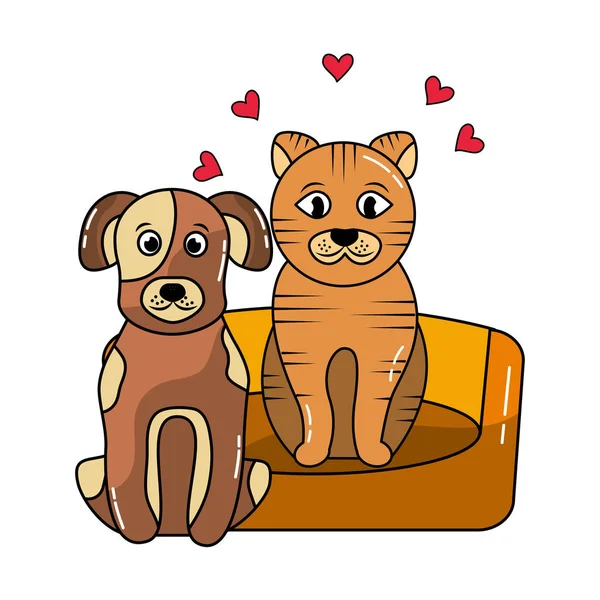 Chien et chat animaux de compagnie amical amour — Image vectorielle