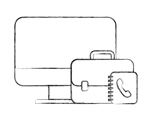 Kontors dator Business portföljen bok telefon — Stock vektor