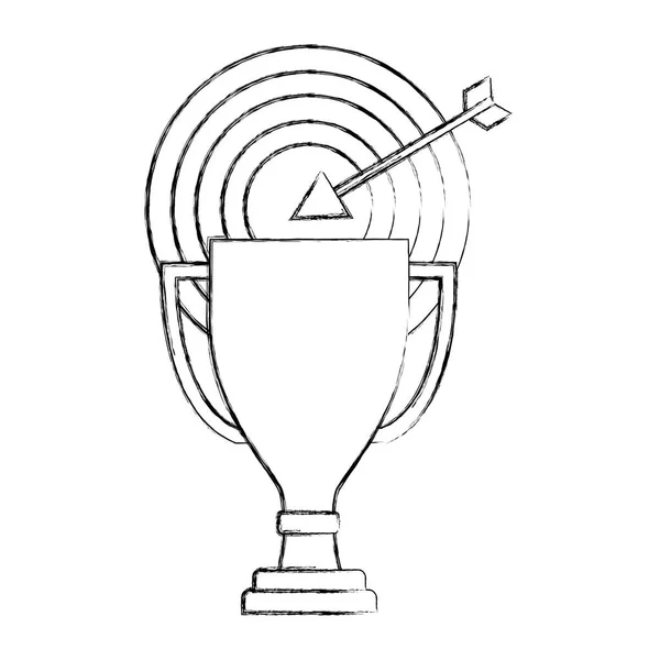 Trofeo de negocios premio objetivo flecha progreso mano dibujo — Vector de stock