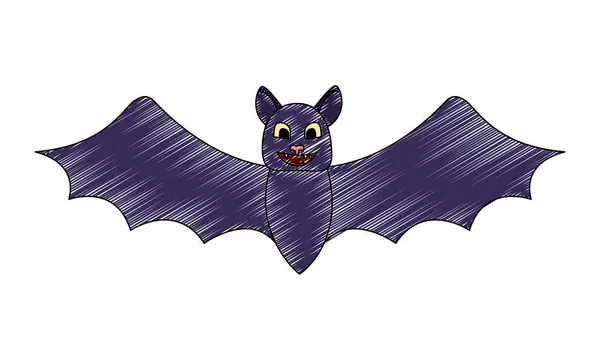 Halloween bat cartoon character open wings — Stock Vector