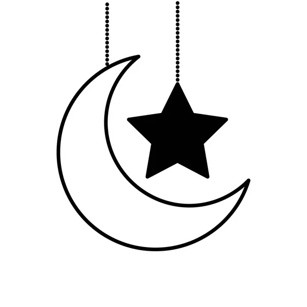 ぶら下がる装飾的な月の星 — ストックベクタ