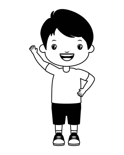 Šťastný chlapec mávající ruka — Stockový vektor