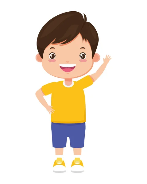 Ευτυχισμένο αγόρι κυματίζει χέρι — Διανυσματικό Αρχείο