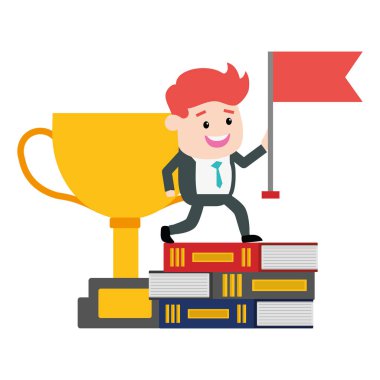 kitaplarda bayrak kupa ile işadamı