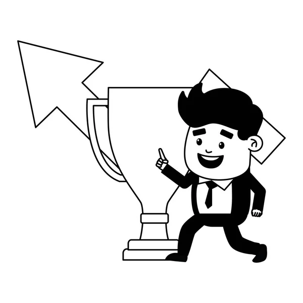 Homem de negócios flecha do troféu — Vetor de Stock