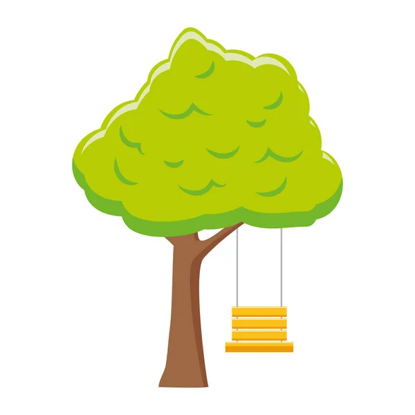 Árbol con columpio — Vector de stock