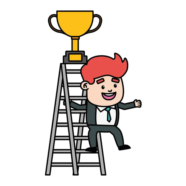ビジネスマン登りはしごトロフィー — ストックベクタ