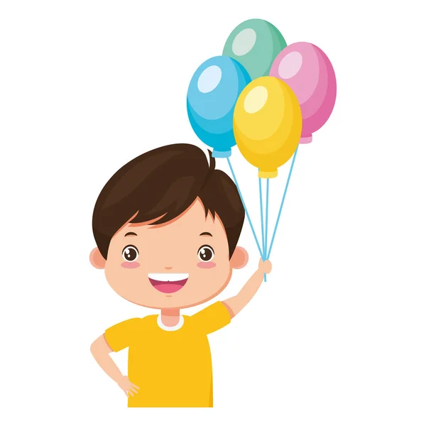 Usměvavý chlapec s balónky — Stockový vektor